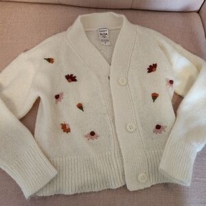 Carter's 3t Cream Cardigan Spring Sweater with Floral Accents Boho Bohemian